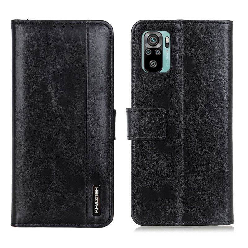 Lederhüllen Xiaomi Redmi Note 10 / Note 10S Schwarz Handyhülle Khazneh Eleganz Lederstil