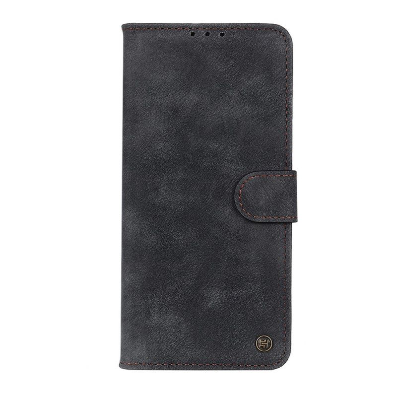 Lederhüllen Xiaomi Redmi Note 10 / Note 10S Schwarz Niet Vintage Leder Stil