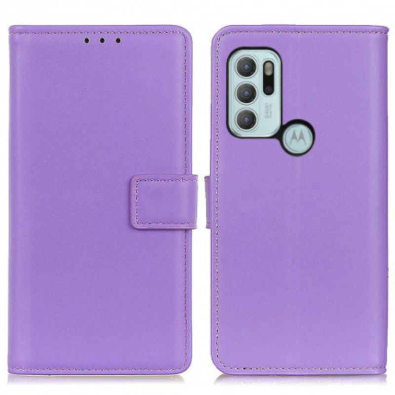 Lederhüllen Moto G60s Glattes Kunstleder