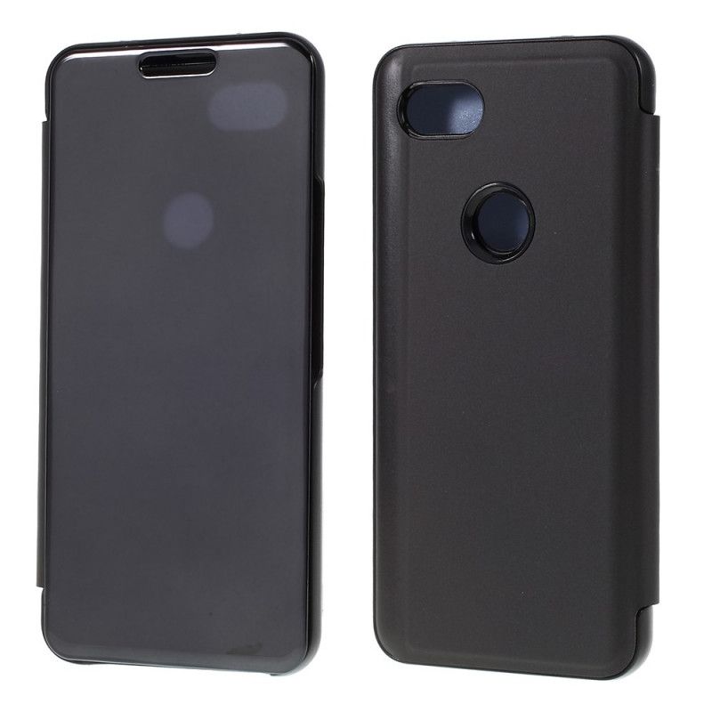 Ansichtsabdeckung Google Pixel 3A Schwarz Spiegel Und Ledereffekt