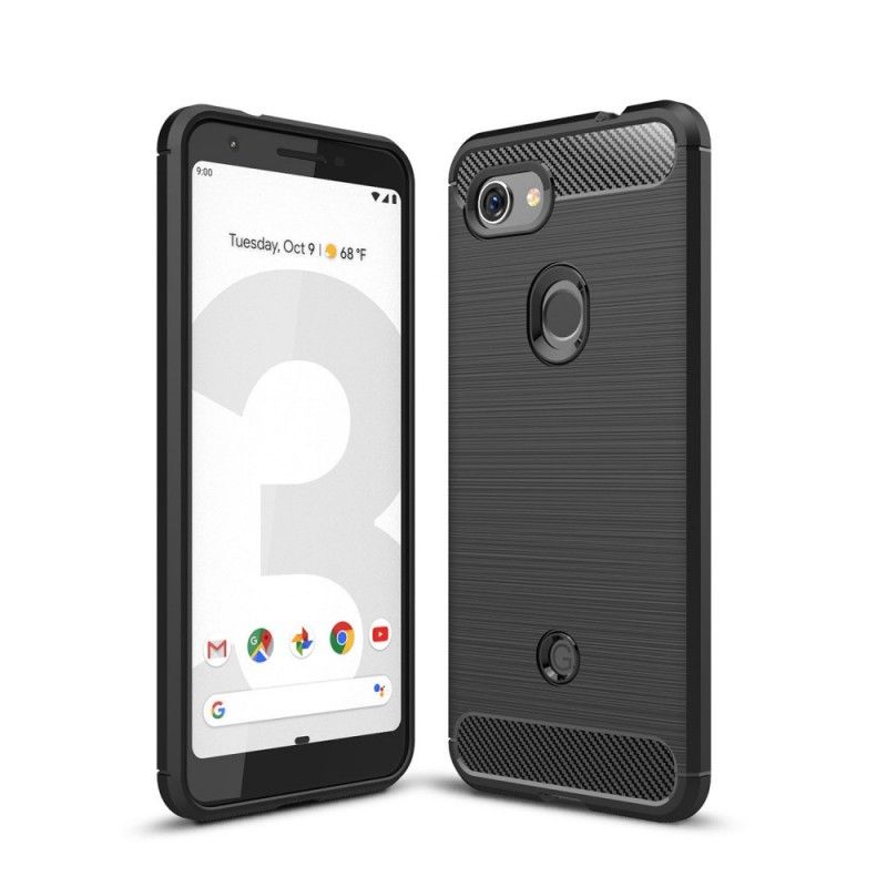 Hülle Google Pixel 3A Schwarz Gebürstete Kohlefaser