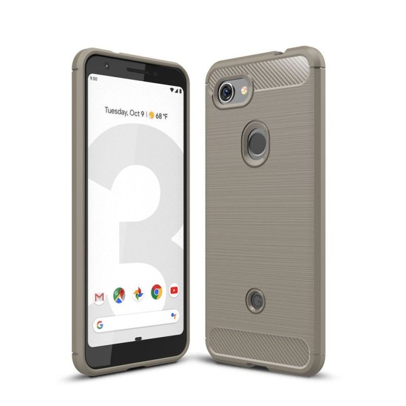 Hülle Google Pixel 3A Schwarz Gebürstete Kohlefaser