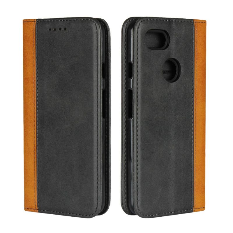 Flip Case Google Pixel 3 Braun Zweifarbiger Ledereffekt