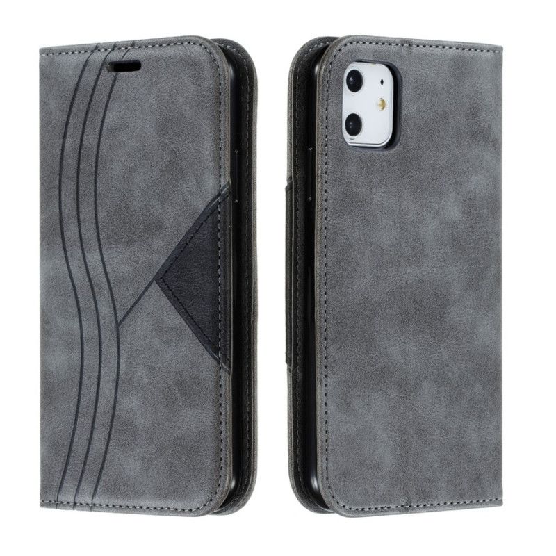 Flip Case iPhone 11 Grau Wellenlederstil