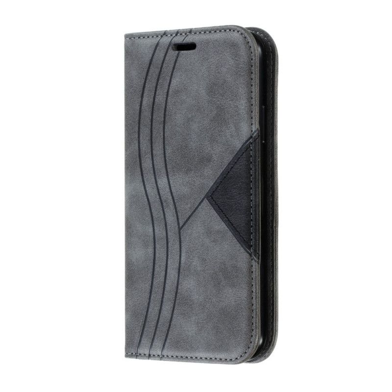 Flip Case iPhone 11 Grau Wellenlederstil