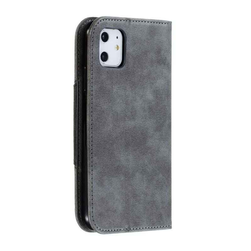 Flip Case iPhone 11 Grau Wellenlederstil