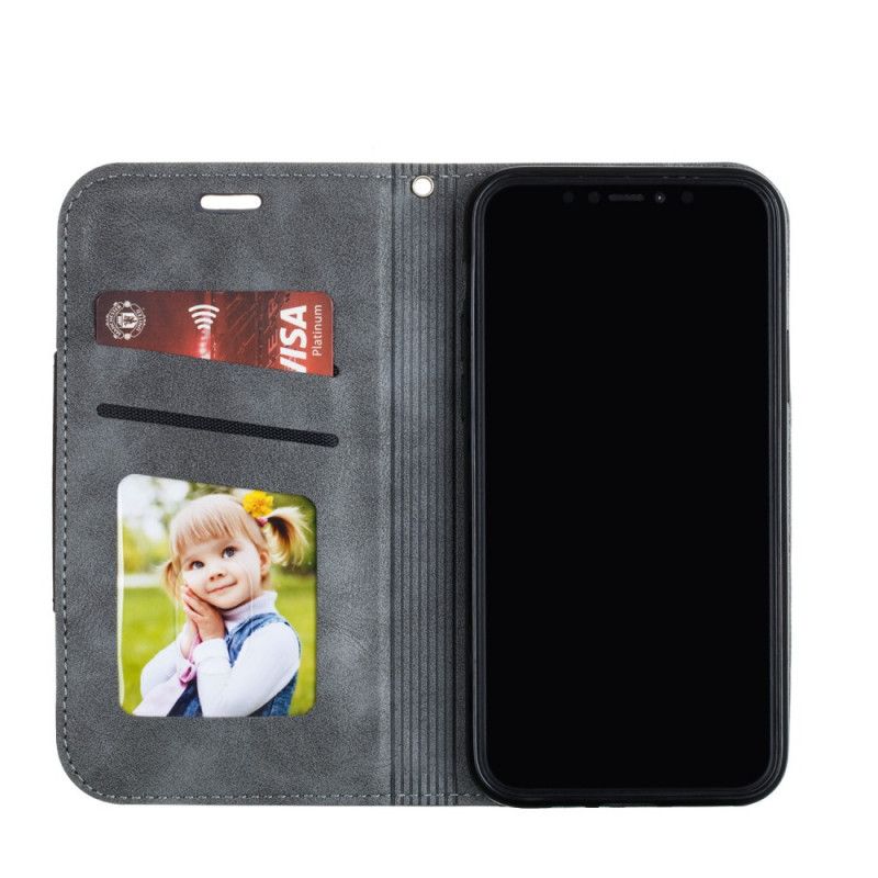 Flip Case iPhone 11 Grau Wellenlederstil