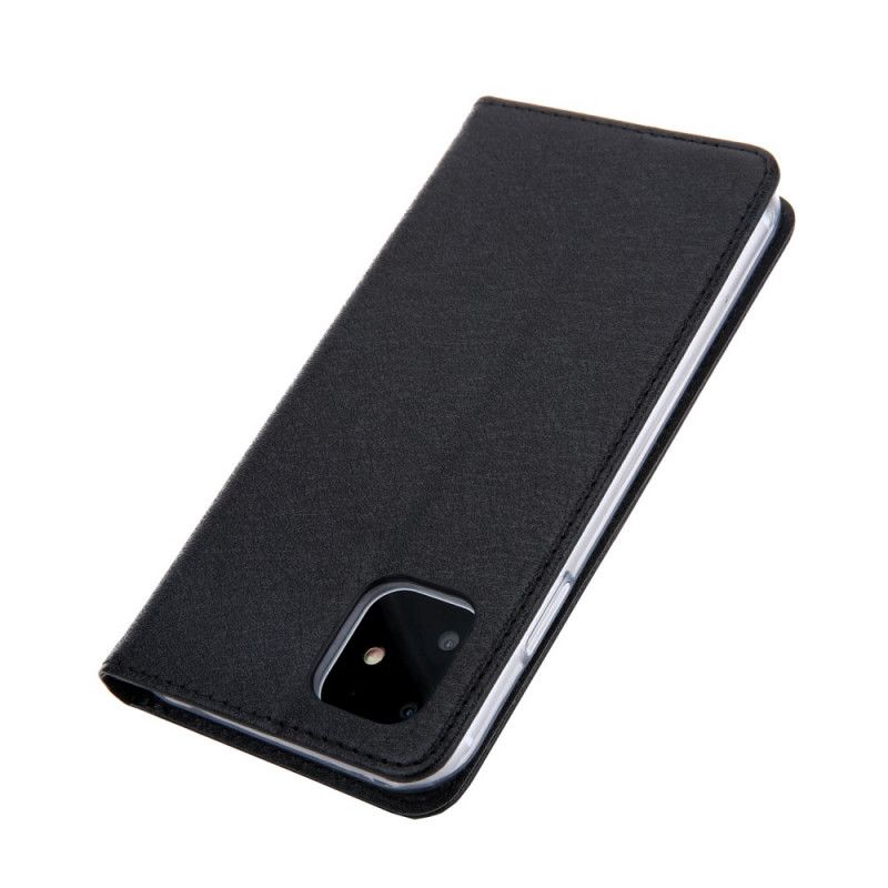 Flip Case iPhone 11 Schwarz Ledereffekt Mit Seidentextur