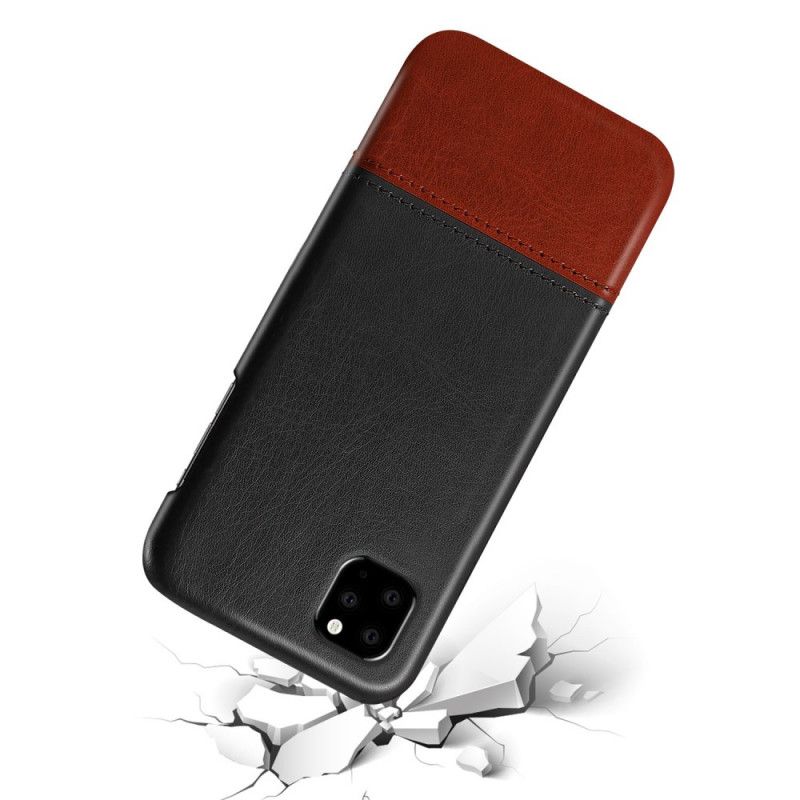 Hülle Für iPhone 11 Rot Ksq Zweifarbiger Ledereffekt