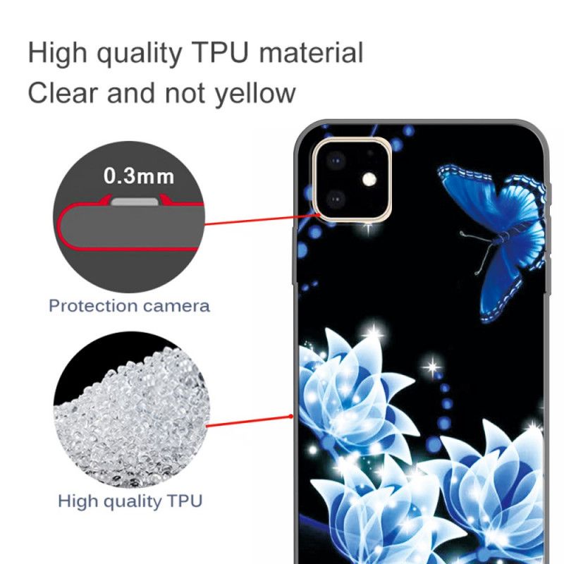 Hülle Für iPhone 11 Schmetterling Und Blaue Seerosen