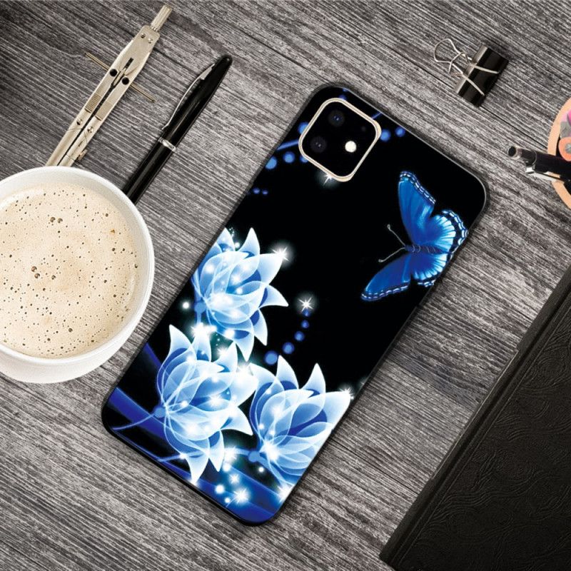 Hülle Für iPhone 11 Schmetterling Und Blaue Seerosen