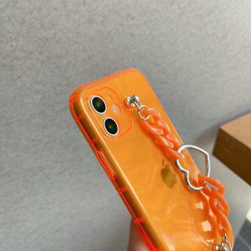 Hülle iPhone 11 Magenta Fluoreszierendes Kettenarmbandherz