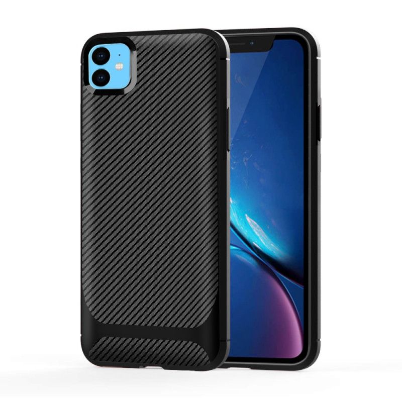 Hülle iPhone 11 Schwarz Flexible Kohlefaser