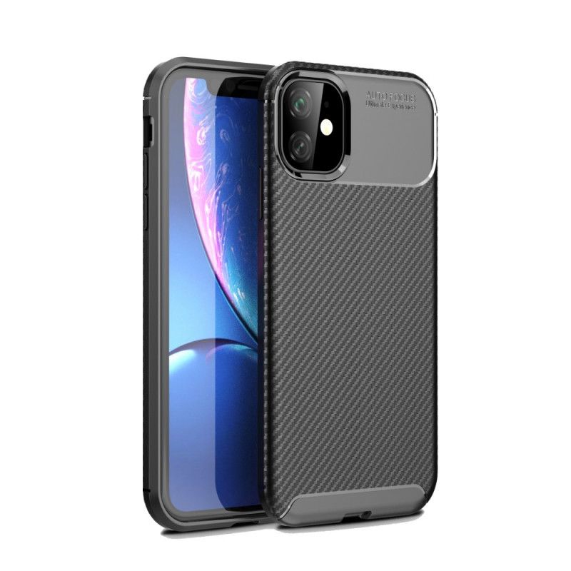 Hülle iPhone 11 Schwarz Flexible Kohlefasertextur