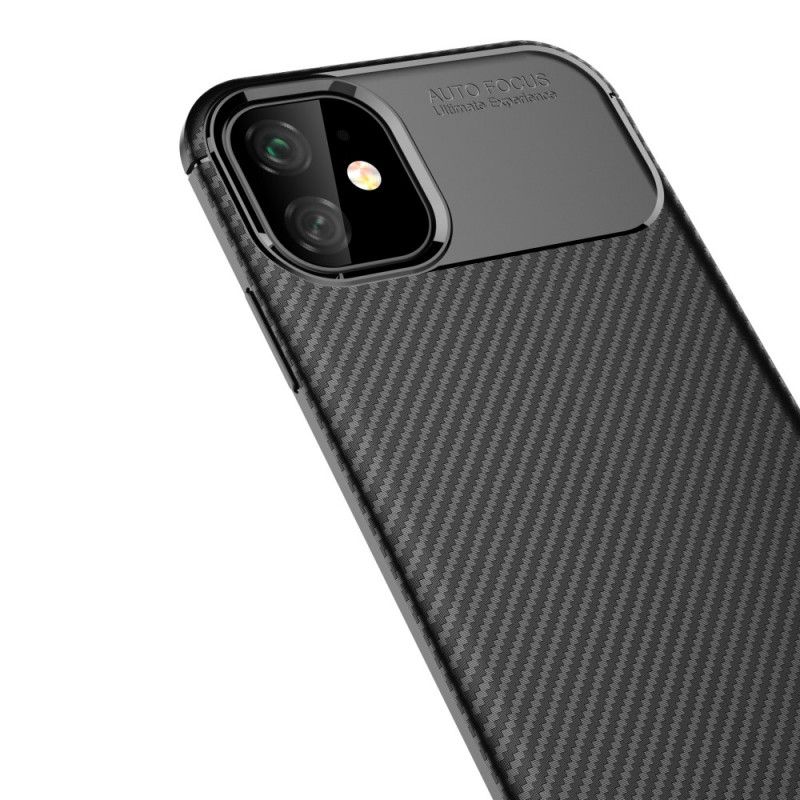 Hülle iPhone 11 Schwarz Flexible Kohlefasertextur