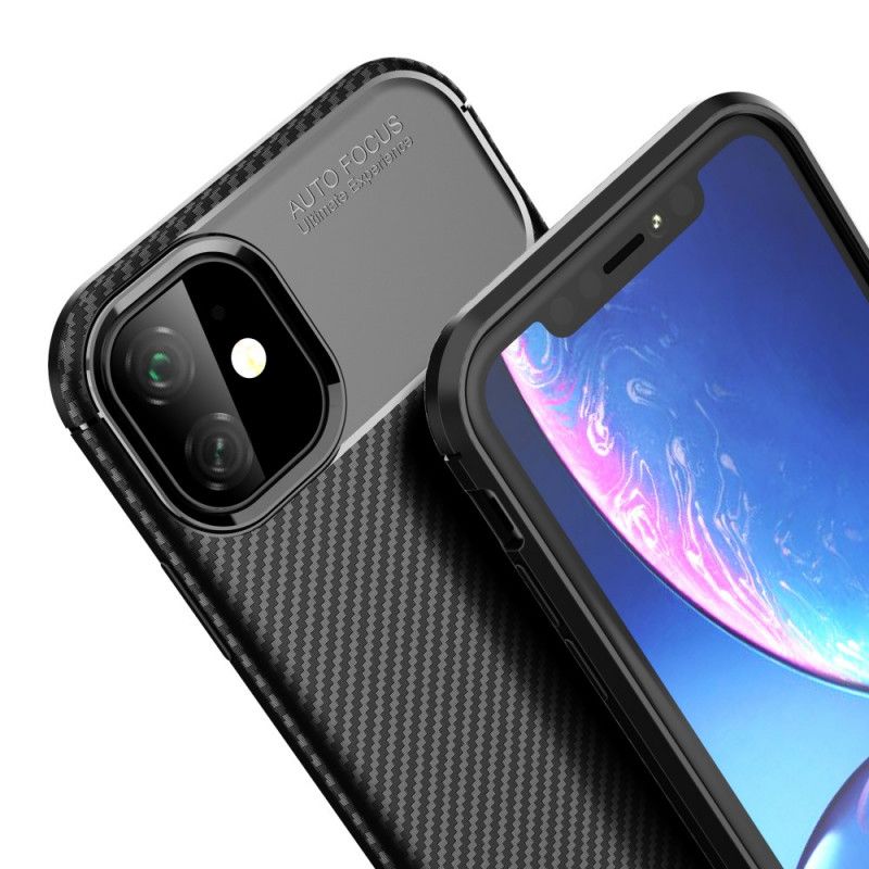 Hülle iPhone 11 Schwarz Flexible Kohlefasertextur