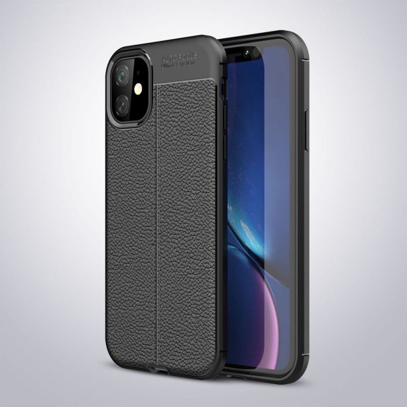 Hülle iPhone 11 Schwarz Handyhülle Doppellinien-Litschileder-Effekt