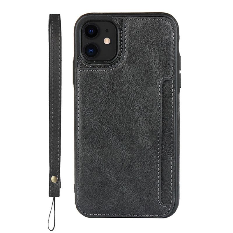 Hülle iPhone 11 Schwarz Handyhülle Kartenhalter Und Lanyard