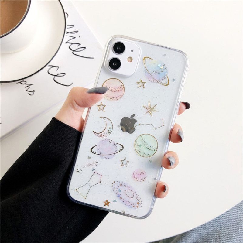 Hülle iPhone 11 Schwarz Planeten