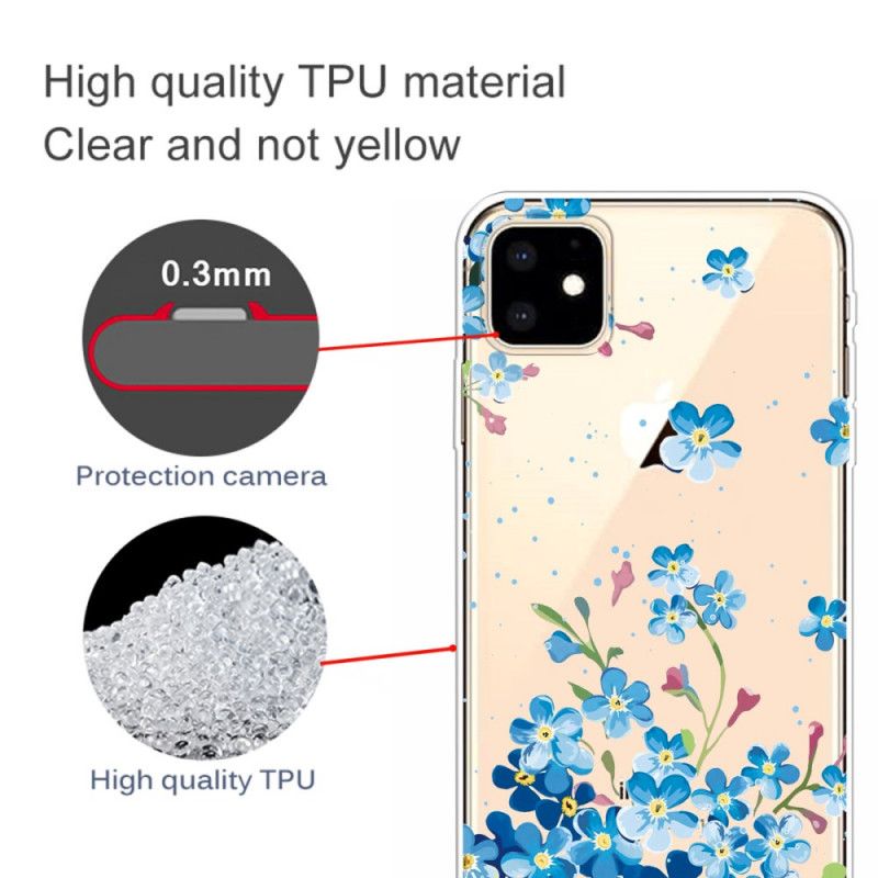 Hülle iPhone 11 Strauß Blauer Blumen