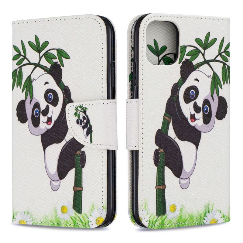 Lederhüllen iPhone 11 Handyhülle Panda Auf Bambus