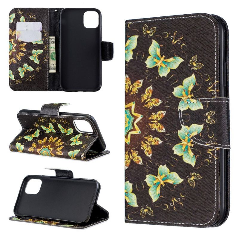 Lederhüllen iPhone 11 Handyhülle Schmetterlingsmandala