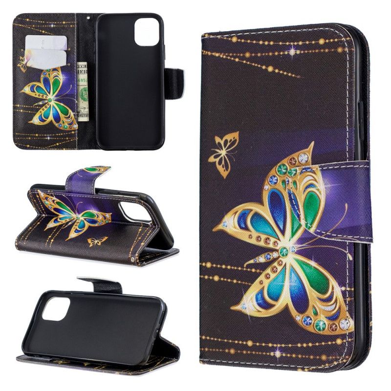 Lederhüllen iPhone 11 Magenta Handyhülle Unglaubliche Schmetterlinge