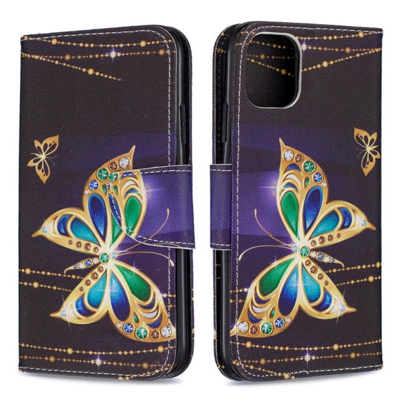Lederhüllen iPhone 11 Magenta Handyhülle Unglaubliche Schmetterlinge
