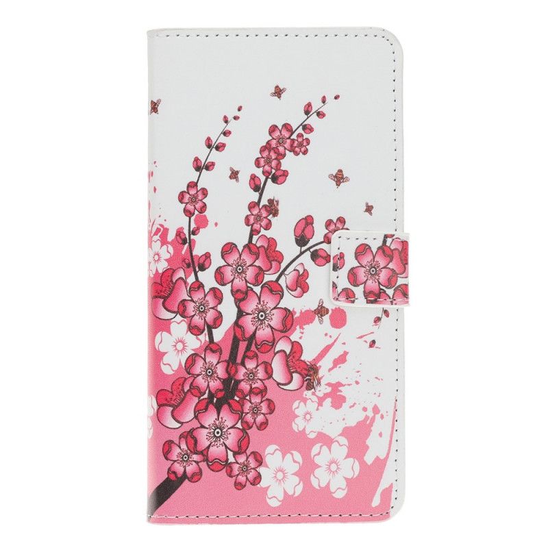 Lederhüllen iPhone 11 Magenta Tropische Blumen