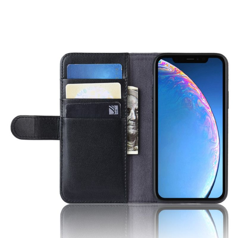 Lederhüllen iPhone 11 Schwarz Gespaltenes Leder