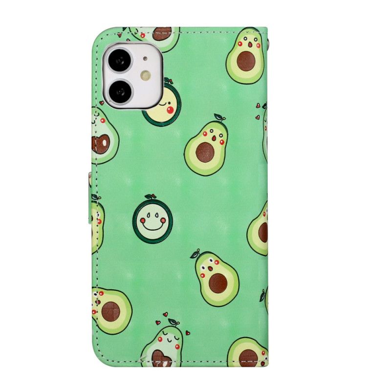 Lederhüllen iPhone 11 Verstellbarer Avocado-Gurt