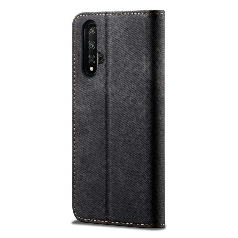 Flip Case Für Honor 20 Schwarz Jeansimitat-Jeans