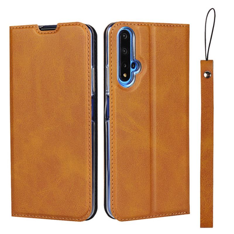 Flip Case Honor 20 Schwarz Kunstleder Mit Riemen