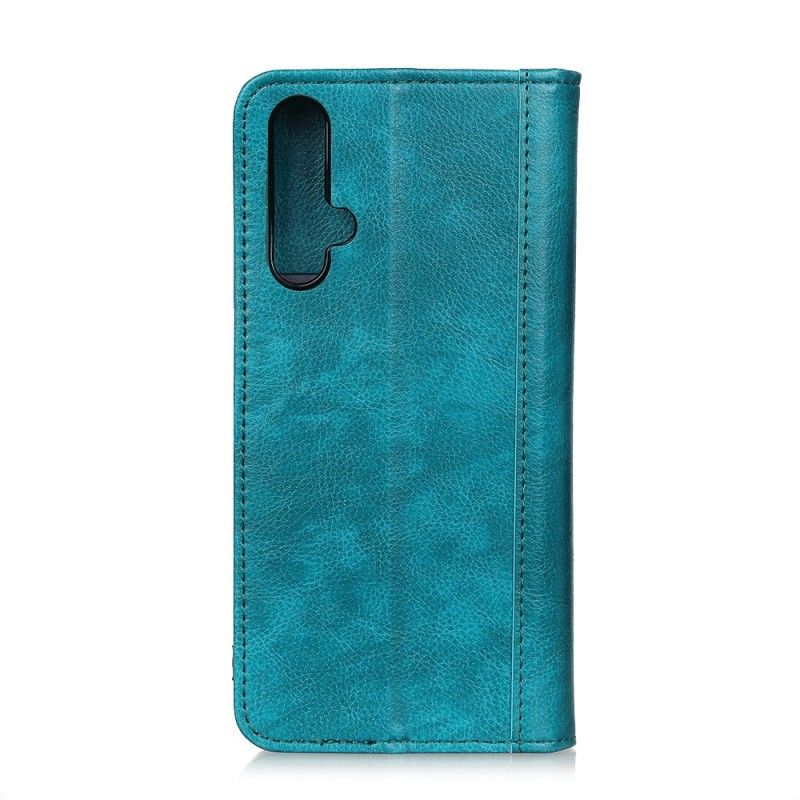 Flip Case Honor 20 Türkis Geteilte Lederversion