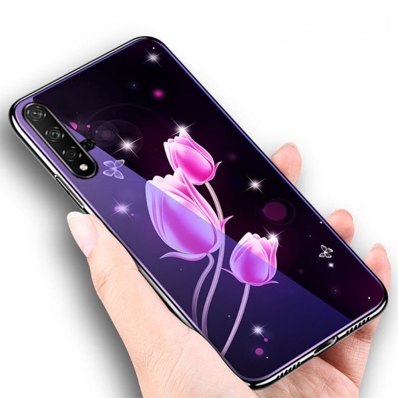 Hülle Honor 20 Magenta Handyhülle Gehärtetes Glas Und Blumensilikon