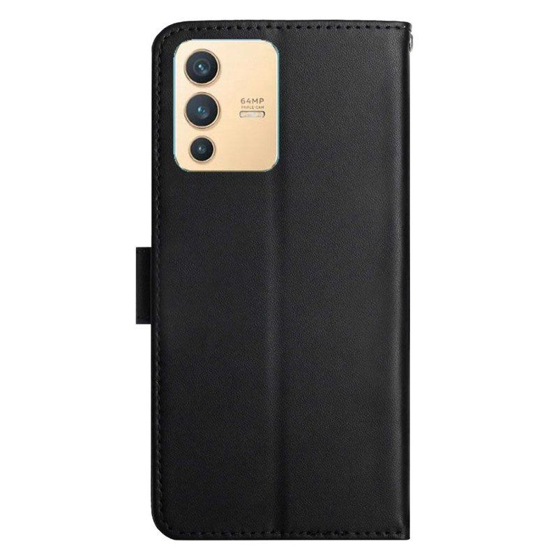 Flip Case Für Vivo V23 5G Echtes Nappaleder