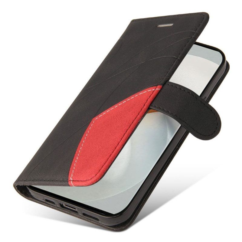 Flip Case Für Vivo V23 5G Mit Kordel Zweifarbiger Riemen