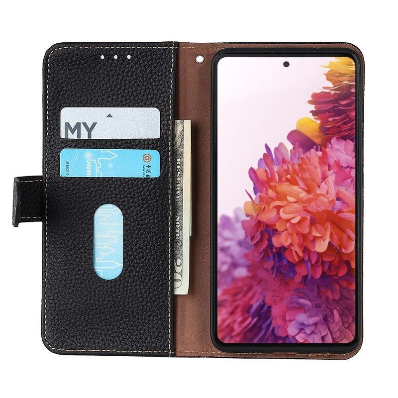 Flip Case Für Samsung Galaxy S22 Ultra 5G Echtes Khazneh-litschi-leder