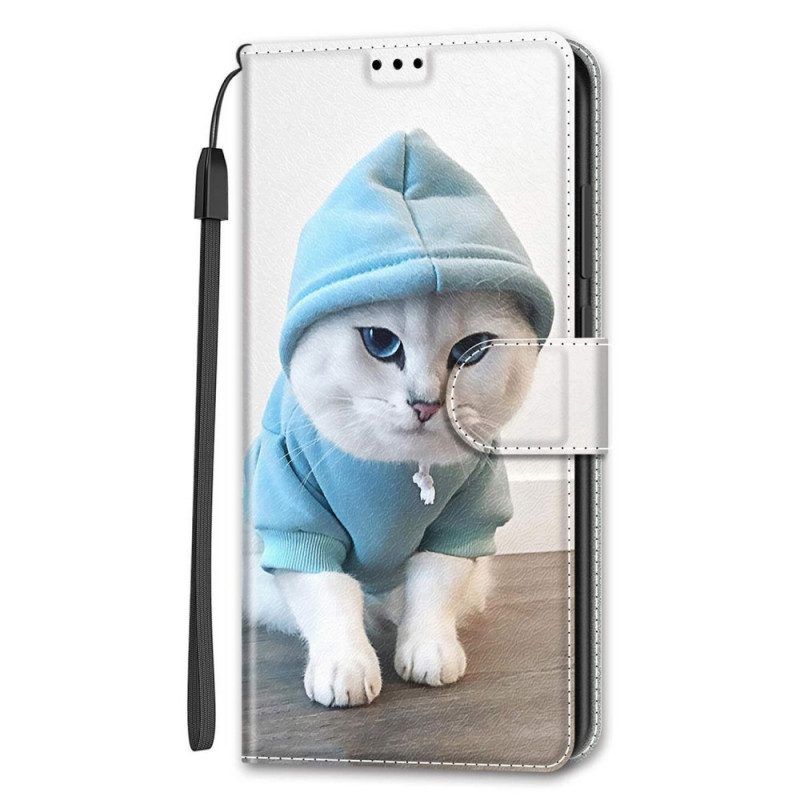 Flip Case Für Samsung Galaxy S22 Ultra 5G Mit Kordel Tanga-katzen-fan