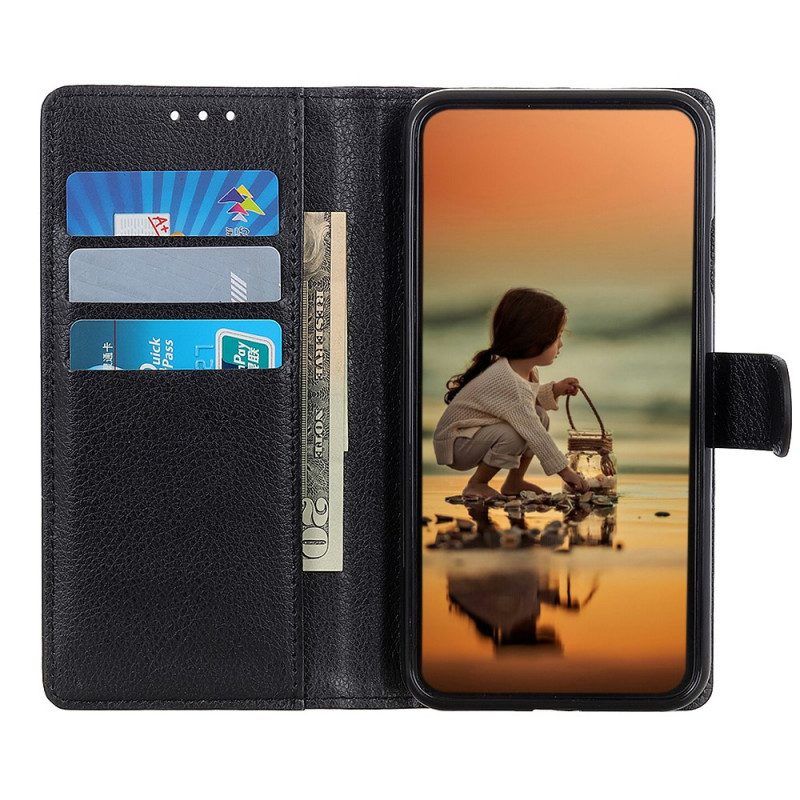 Flip Case Für Samsung Galaxy S22 Ultra 5G Traditionelles Litschi-leder