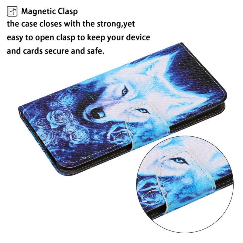 Flip Case Für Samsung Galaxy S22 Ultra 5G Weißer Wolf