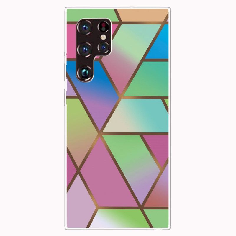 Handyhülle Für Samsung Galaxy S22 Ultra 5G Geometrischer Marmor