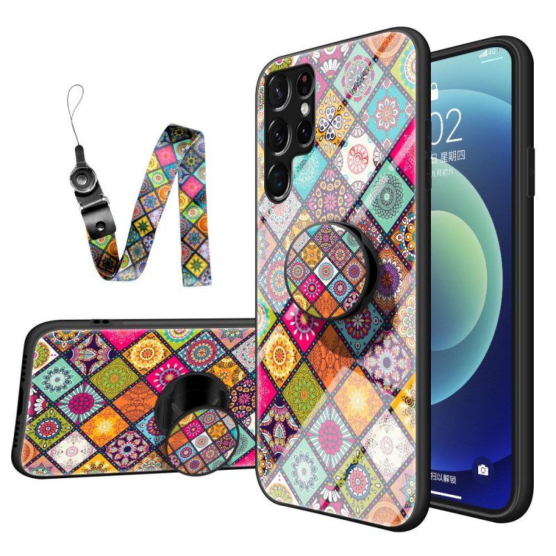 Handyhülle Für Samsung Galaxy S22 Ultra 5G Patchwork-magnethalter