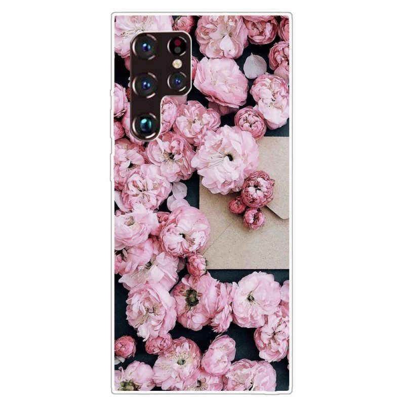 Handyhülle Für Samsung Galaxy S22 Ultra 5G Pinke Blumen