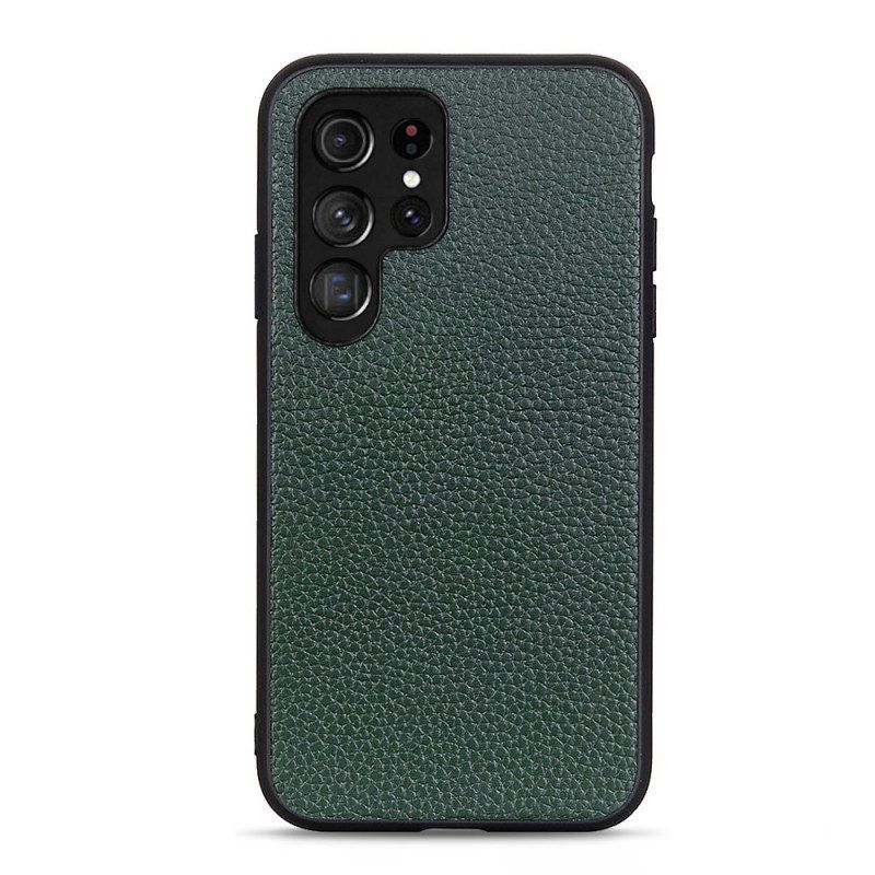 Hülle Für Samsung Galaxy S22 Ultra 5G Echtes Litschi-leder