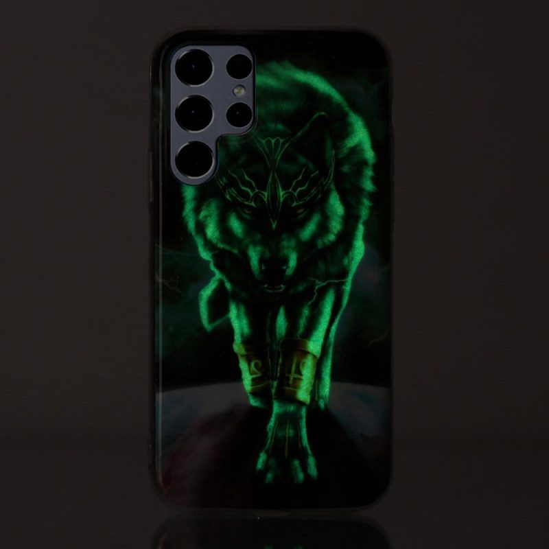 Hülle Für Samsung Galaxy S22 Ultra 5G Fluoreszierender Wolf