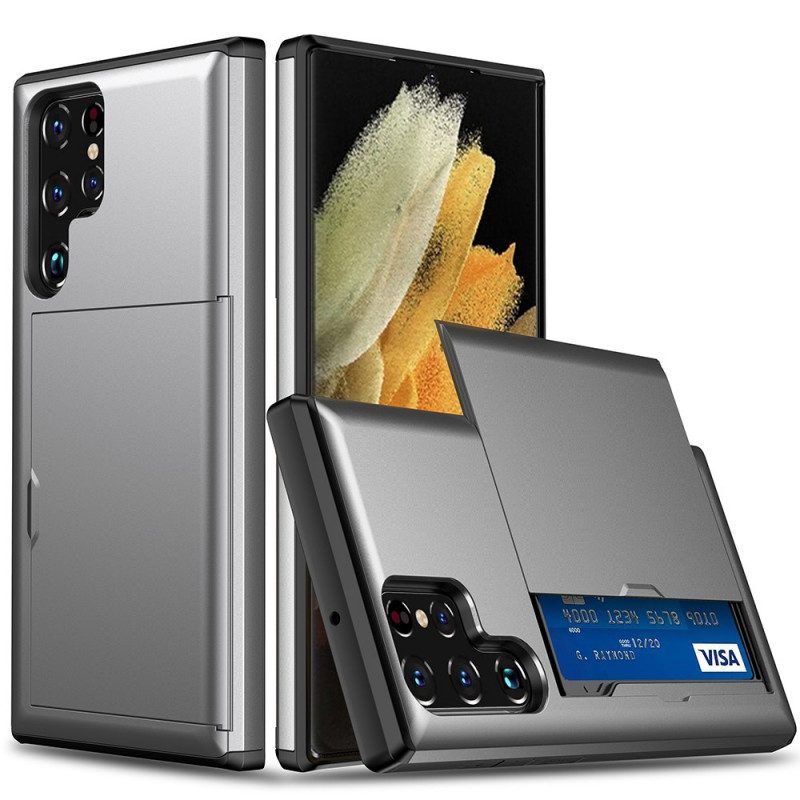 Hülle Für Samsung Galaxy S22 Ultra 5G Kartenhalter Mit Reißverschluss