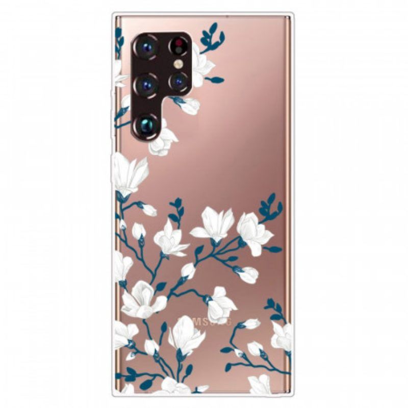 Hülle Für Samsung Galaxy S22 Ultra 5G Nahtlose Weiße Blumen