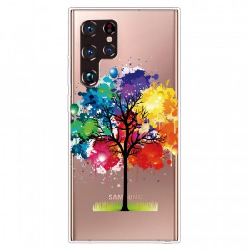 Hülle Für Samsung Galaxy S22 Ultra 5G Nahtloser Aquarellbaum