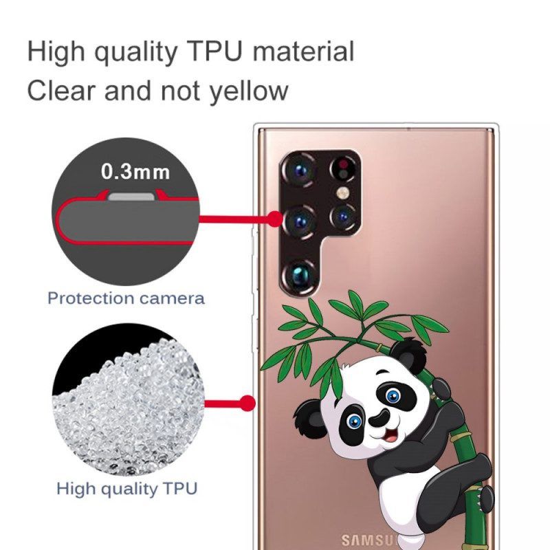 Hülle Für Samsung Galaxy S22 Ultra 5G Panda Auf Bambus